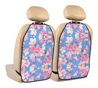 WZYWHJ Pink Cherry Blossoms Picture Car seat Anti Kick Storage pad 2 Pieces, Multi-Functional Storage Bag seat Protector After Installation
