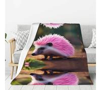 WZYWHJ Pink hedgehog Pattern Thick flannel blanket 80x60in double-sided flannel vertical soft sofa blanket