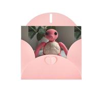 WZYWHJ Pink Holiday Greeting Card 6x4 in with Envelope for Christmas, Birthday, Valentine's Day, Party Invitation Pink turtle doll Printed