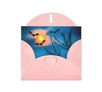 WZYWHJ Pink Holiday Greeting Card 6x4 in with Envelope for Christmas, Birthday, Valentine's Day, Party Invitation Bat Under Night Sky Printing