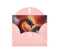 WZYWHJ Pink Holiday Greeting Card 6x4 in with Envelope for Christmas, Birthday, Valentine's Day, Party Invitation Dragon On Volcano Picture