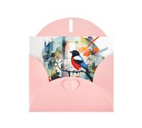WZYWHJ Pink Holiday Greeting Card 6x4 in with Envelope for Christmas, Birthday, Valentine's Day, Party Invitation Cute Magpie Printed