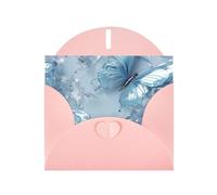 WZYWHJ Pink Holiday Greeting Card 6x4 in with Envelope for Christmas, Birthday, Valentine's Day, Party Invitation Crystal Butterfly Printed