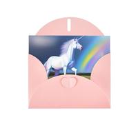 WZYWHJ Pink Holiday Greeting Card 6x4 in with Envelope for Christmas, Birthday, Valentine's Day, Party Invitation Unicorn Printing