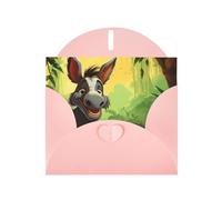 WZYWHJ Pink Holiday Greeting Card 6x4 in with Envelope for Christmas, Birthday, Valentine's Day, Party Invitation Cute donkey Printed