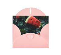 WZYWHJ Pink Holiday Greeting Card 6x4 in with Envelope for Christmas, Birthday, Valentine's Day, Party Invitation chilled watermelon Picture