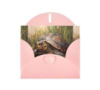 WZYWHJ Pink Holiday Greeting Card 6x4 in with Envelope for Christmas, Birthday, Valentine's Day, Party Invitation The turtle crawling into the swamp Printed