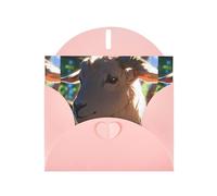 WZYWHJ Pink Holiday Greeting Card 6x4 in with Envelope for Christmas, Birthday, Valentine's Day, Party Invitation Cute goat Prints