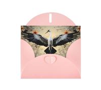 WZYWHJ Pink Holiday Greeting Card 6x4 in with Envelope for Christmas, Birthday, Valentine's Day, Party Invitation Cranes showing flight Printing