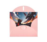WZYWHJ Pink Holiday Greeting Card 6x4 in with Envelope for Christmas, Birthday, Valentine's Day, Party Invitation Double Dragon Battle Picture