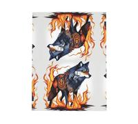 WZYWHJ Pink Holiday Greeting Card 6x4 in with Envelope for Christmas, Birthday, Valentine's Day, Party Invitation Wolf covered in fire Printing