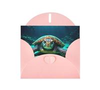 WZYWHJ Pink Holiday Greeting Card 6x4 in with Envelope for Christmas, Birthday, Valentine's Day, Party Invitation Sea Turtle Printing