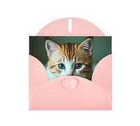 WZYWHJ Pink Holiday Greeting Card 6x4 in with Envelope for Christmas, Birthday, Valentine's Day, Party Invitation Sad Kitten Printing