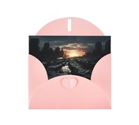 WZYWHJ Pink Holiday Greeting Card 6x4 in with Envelope for Christmas, Birthday, Valentine's Day, Party Invitation Dark skies Printed