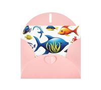 WZYWHJ Pink Holiday Greeting Card 6x4 in with Envelope for Christmas, Birthday, Valentine's Day, Party Invitation sea water animals Printing