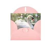 WZYWHJ Pink Holiday Greeting Card 6x4 in with Envelope for Christmas, Birthday, Valentine's Day, Party Invitation beautiful white swan Pattern