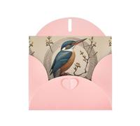 WZYWHJ Pink Holiday Greeting Card 6x4 in with Envelope for Christmas, Birthday, Valentine's Day, Party Invitation Kate Kingfisher Prints