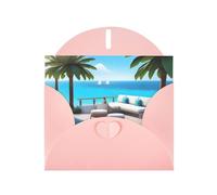 WZYWHJ Pink Holiday Greeting Card 6x4 in with Envelope for Christmas, Birthday, Valentine's Day, Party Invitation Love Island on the S Picture