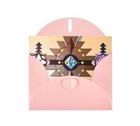 WZYWHJ Pink Holiday Greeting Card 6x4 in with Envelope for Christmas, Birthday, Valentine's Day, Party Invitation Aboriginal People Graphics Pattern
