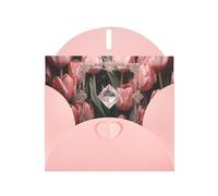 WZYWHJ Pink Holiday Greeting Card 6x4 in with Envelope for Christmas, Birthday, Valentine's Day, Party Invitation Crystal and pink tulips Printing