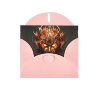 WZYWHJ Pink Holiday Greeting Card 6x4 in with Envelope for Christmas, Birthday, Valentine's Day, Party Invitation The mask of burning flames Printed