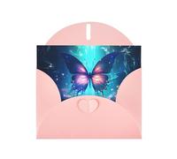 WZYWHJ Pink Holiday Greeting Card 6x4 in with Envelope for Christmas, Birthday, Valentine's Day, Party Invitation Curious Butterfly Printed