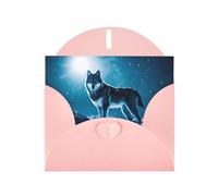 WZYWHJ Pink Holiday Greeting Card 6x4 in with Envelope for Christmas, Birthday, Valentine's Day, Party Invitation Wolf on snowy mountain Printing