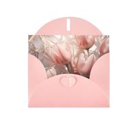 WZYWHJ Pink Holiday Greeting Card 6x4 in with Envelope for Christmas, Birthday, Valentine's Day, Party Invitation Crystal White Tulips Printed