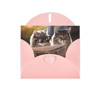 WZYWHJ Pink Holiday Greeting Card 6x4 in with Envelope for Christmas, Birthday, Valentine's Day, Party Invitation Dashing pair of cats Printed
