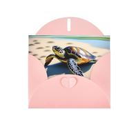 WZYWHJ Pink Holiday Greeting Card 6x4 in with Envelope for Christmas, Birthday, Valentine's Day, Party Invitation A turtle Pattern