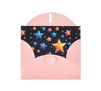 WZYWHJ Pink Holiday Greeting Card 6x4 in with Envelope for Christmas, Birthday, Valentine's Day, Party Invitation Shining stars in the night sky Printed