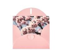 WZYWHJ Pink Holiday Greeting Card 6x4 in with Envelope for Christmas, Birthday, Valentine's Day, Party Invitation Blooming Cherry Blossoms Pattern