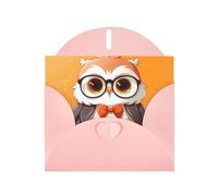 WZYWHJ Pink Holiday Greeting Card 6x4 in with Envelope for Christmas, Birthday, Valentine's Day, Party Invitation Clever Owl Picture