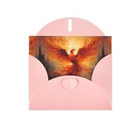 WZYWHJ Pink Holiday Greeting Card 6x4 in with Envelope for Christmas, Birthday, Valentine's Day, Party Invitation The Phoenix Reborn in Fire Printed