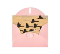 WZYWHJ Pink Holiday Greeting Card 6x4 in with Envelope for Christmas, Birthday, Valentine's Day, Party Invitation Autumn Geese Flying South Printing