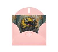 WZYWHJ Pink Holiday Greeting Card 6x4 in with Envelope for Christmas, Birthday, Valentine's Day, Party Invitation Monster in the stroller Printed