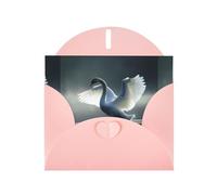 WZYWHJ Pink Holiday Greeting Card 6x4 in with Envelope for Christmas, Birthday, Valentine's Day, Party Invitation White swan Picture