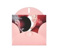 WZYWHJ Pink Holiday Greeting Card 6x4 in with Envelope for Christmas, Birthday, Valentine's Day, Party Invitation Tai Chi Abstract Pattern Printing