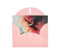 WZYWHJ Pink Holiday Greeting Card for Christmas, Birthday, Anniversary & more Flying pixel eagle Pattern