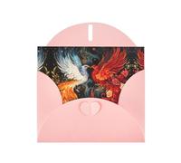 WZYWHJ Pink Holiday Greeting Card for Christmas, Birthday, Anniversary & more Phoenix and Rose Picture