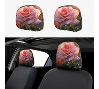 WZYWHJ Pink Rose Printed Car Pillowcase 2 Pieces, seat Cover Accessories, Protective Cover Universal