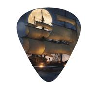Wzywhj Pirate Sailboat Full Moon Printing Guitar Plectrum Easy Grip Uke Picks Holding， Ukulele, Acoustic And Electric Guitar，12 Piece