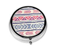 WZYWHJ Plain Geometric Floral Pattern Printing Circular Medicine Box Storage, Portable Travel with compartments, mini Pill Dispenser