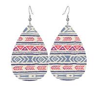 WZYWHJ Plain geometric floral pattern prints Water droplet pendant earrings, leather earrings, Women's Fashion Items