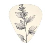 Wzywhj Plant Sketch Pattern Guitar Pick Easy Grip Uke Picks For Your Bass, Ukulele, Acoustic And Electric Guitar，12 Piece
