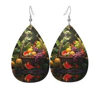 WZYWHJ Plants and Fruits Picture Ladies' leather earrings, simple water droplet pendant, fashionable holiday gift