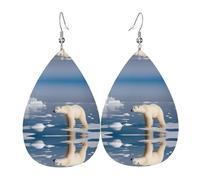 WZYWHJ Polar Bear Ice Pattern Water droplet pendant earrings, leather earrings, Women's Fashion Items