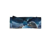 WZYWHJ Polar bear looking at the stars Printed baby bow headbands and elastic soft hair accessories for newborns and girls