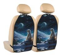WZYWHJ Polar Bear Looking at The Stars Printed Car seat Anti Kick Storage pad 2 Pieces, Multi-Functional Storage Bag seat Protector After Installation