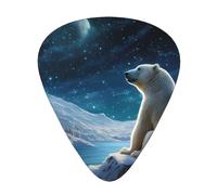 Wzywhj Polar Bear Looking At The Stars Printed Guitar Picks 12 Piece, Easy Grip Uke Picks Hold In One'S Hands, Ukulele, Acoustic Or Electric Electric Guitar